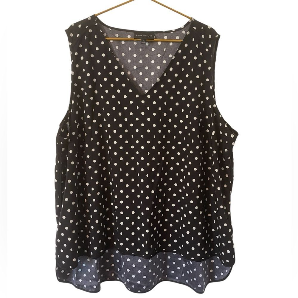 Lane Bryant Polka Dot Sleeveless Blouse, Size 26